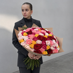 101 разноцветная  роза (50 см)