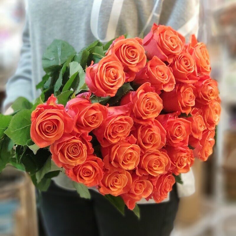 25 роз (60см) (Оранжевая)