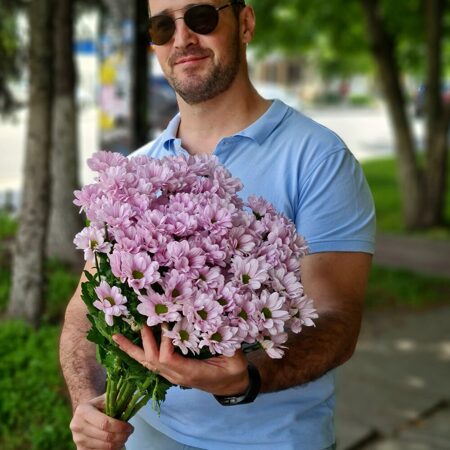 Хризантемы кустовые ромашковые (Розовые)